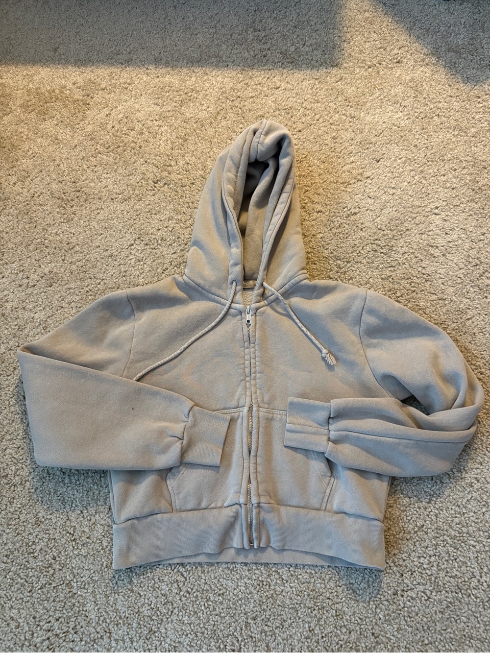 Brandy Melville Light Beige Zip Hoodie